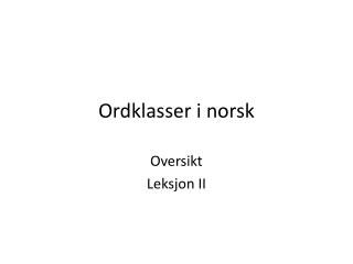 Ordklasser i norsk