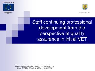 Staff continuing professional development from the perspective of quality assurance in initial VET