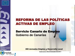 REFORMA DE LAS POLÍTICAS ACTIVAS DE EMPLEO Servicio Canario de Empleo Gobierno de Canarias