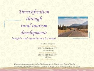 Diversification through rural tourism development: Insights and opportunity for input