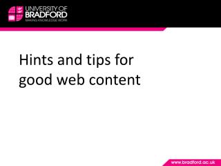 Hints and tips for good web content