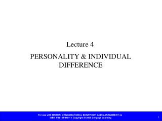 PERSONALITY & INDIVIDUAL DIFFERENCE