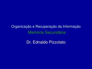 Organização e Recuperação da Informação Memória Secundária