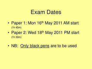 Exam Dates