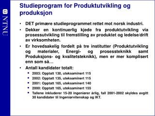 Studieprogram for Produktutvikling og produksjon