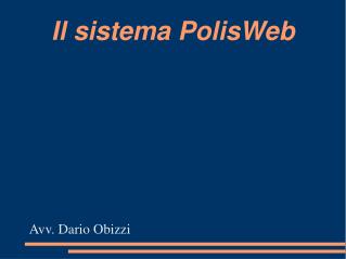 Il sistema PolisWeb