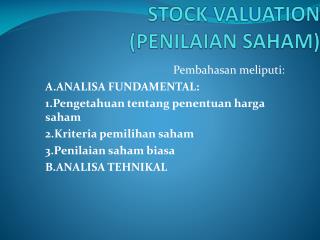 STOCK VALUATION (PENILAIAN SAHAM)