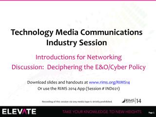 Technology Media Communications Industry Session