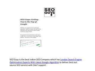London Search Engine Optimisation Experts With Latest Google Algorithm