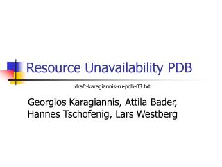 Resource Unavailability PDB