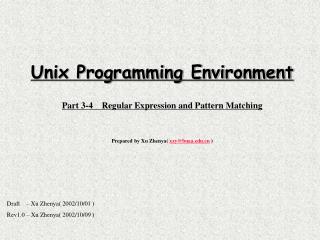 Unix Programming Environment Part 3-4 Regular Expression and Pattern Matching