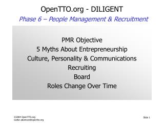 OpenTTO - DILIGENT Phase 6 – People Management &amp; Recruitment