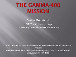 The Gamma-400 MISSION