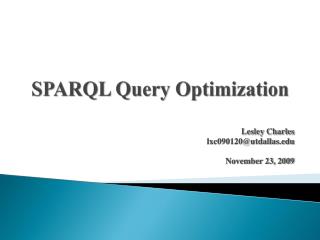 SPARQL Query Optimization