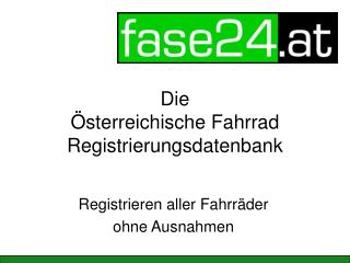 Die Österreichische Fahrrad Registrierungsdatenbank