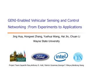 GENI-Enabled Vehicular Sensing and Control Networking :From Experiments to Applications