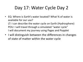 Day 17: Water Cycle Day 2