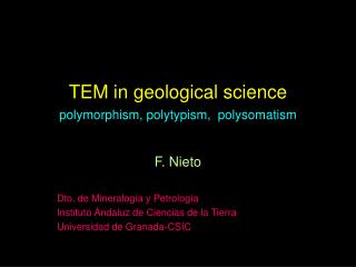 TEM in geological science polymorphism, polytypism, polysomatism