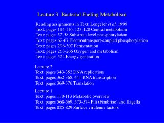 Lecture 3: Bacterial Fueling Metabolism