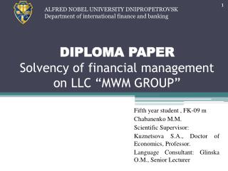 DIPLOMA PAPER Solvency of financial management on LLC “MWM GROUP”