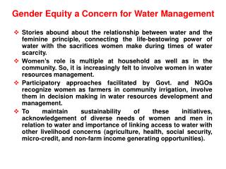 Gender Equity a Concern for Water Management