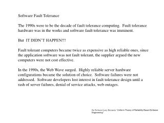 Software Fault Tolerance