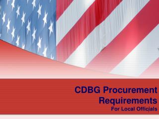 CDBG Procurement Requirements For Local Officials