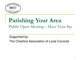 Parishing Your Area Public Open Meeting – Have Your Say