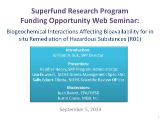 Superfund Research Program Funding Opportunity Web Seminar: