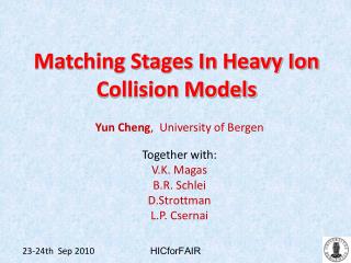 Matching Stages In Heavy Ion Collision Models