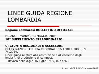 LINEE GUIDA REGIONE LOMBARDIA