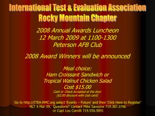 International Test &amp; Evaluation Association Rocky Mountain Chapter