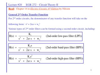 Lecture #20 EGR 272 – Circuit Theory II