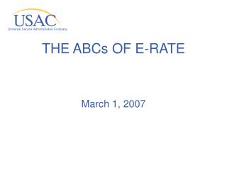 THE ABCs OF E-RATE