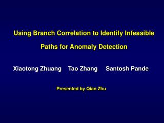 Using Branch Correlation to Identify Infeasible Paths for Anomaly Detection