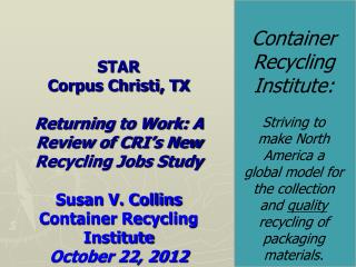 Container Recycling Institute: