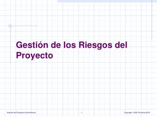 Gestión de los Riesgos del Proyecto