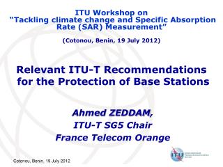 Relevant ITU-T Recommendations for the Protection of Base Stations