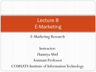 Lecture 8 E-Marketing