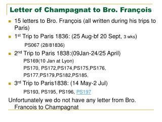 Letter of Champagnat to Bro. François