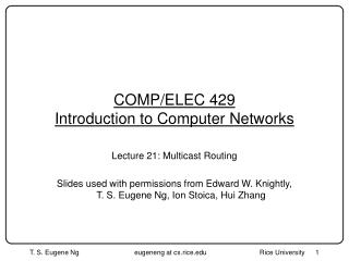 COMP/ELEC 429 Introduction to Computer Networks