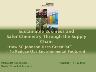 Sustainable Business and Safer Chemistry Through the Supply Chain