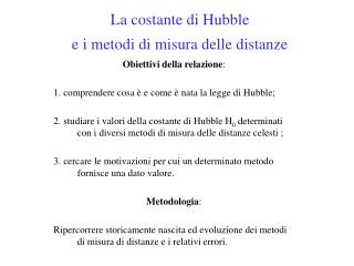 La costante di Hubble e i metodi di misura delle distanze