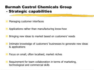 Burmah Castrol Chemicals Group - Strategic capabilities