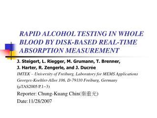 RAPID ALCOHOL TESTING IN WHOLE BLOOD BY DISK-BASED REAL-TIME ABSORPTION MEASUREMENT