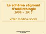 Le sch ma r gional d addictologie 2009 2013 Volet m dico-social