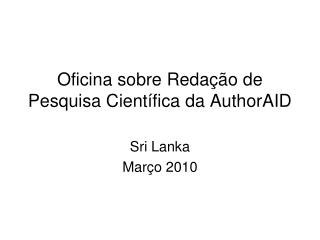 Oficina sobre Redação de Pesquisa Científica da AuthorAID