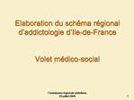 Elaboration du sch ma r gional d addictologie d Ile-de-France Volet m dico-social