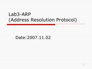 Lab3-ARP (Address Resolution Protocol)