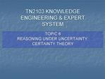 TN2103 KNOWLEDGE ENGINEERING EXPERT SYSTEM
